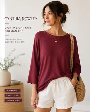 Cynthia Rowley Berry Dolman Sleeve Knit Top Casual Chic Capsule Wardrobe Sweater
